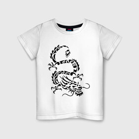 Детская футболка хлопок с принтом Китайский дракон в Кировске, 100% хлопок | круглый вырез горловины, полуприлегающий силуэт, длина до линии бедер | китайский дракон | прикольные картинки | трайблы и узоры