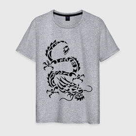 Мужская футболка хлопок с принтом Китайский дракон в Кировске, 100% хлопок | прямой крой, круглый вырез горловины, длина до линии бедер, слегка спущенное плечо. | китайский дракон | прикольные картинки | трайблы и узоры