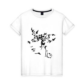 Женская футболка хлопок с принтом Девушка Весна в Кировске, 100% хлопок | прямой крой, круглый вырез горловины, длина до линии бедер, слегка спущенное плечо | 