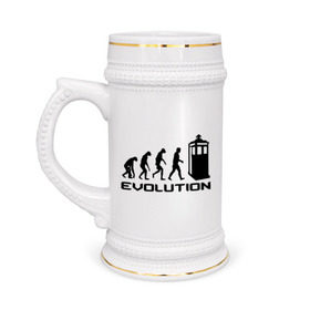 Кружка пивная с принтом Tardis evolution в Кировске,  керамика (Материал выдерживает высокую температуру, стоит избегать резкого перепада температур) |  объем 630 мл | 