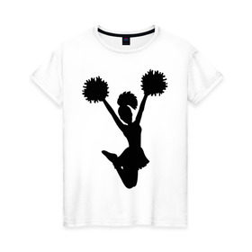 Женская футболка хлопок с принтом Черлидерша в Кировске, 100% хлопок | прямой крой, круглый вырез горловины, длина до линии бедер, слегка спущенное плечо | болельщица | разное спортивное | спорт | черлидерша