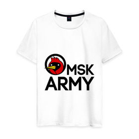 Мужская футболка хлопок с принтом Omsk army в Кировске, 100% хлопок | прямой крой, круглый вырез горловины, длина до линии бедер, слегка спущенное плечо. | omsk army | omskoe tv | видеоблоггер | омская птица | омское тв