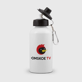 Бутылка спортивная с принтом Omskoe TV logo в Кировске, металл | емкость — 500 мл, в комплекте две пластиковые крышки и карабин для крепления | logo | omskoe tv | видеоблоггер | лого | логотип | омская птица | омское тв