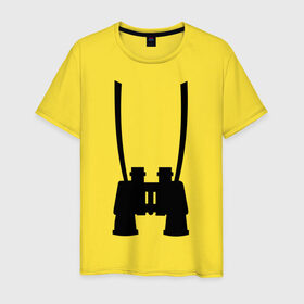 Мужская футболка хлопок с принтом Бинокль в Кировске, 100% хлопок | прямой крой, круглый вырез горловины, длина до линии бедер, слегка спущенное плечо. | бинокль | одежда | прикольные картинки