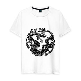 Мужская футболка хлопок с принтом Китайский древний дракон в Кировске, 100% хлопок | прямой крой, круглый вырез горловины, длина до линии бедер, слегка спущенное плечо. | дракон | дьяволы | китайский дракон | китайский древний дракон | монстры | прикольные картинки