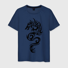 Мужская футболка хлопок с принтом Татуировка - дракон в Кировске, 100% хлопок | прямой крой, круглый вырез горловины, длина до линии бедер, слегка спущенное плечо. | 