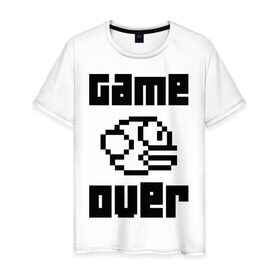 Мужская футболка хлопок с принтом Game over в Кировске, 100% хлопок | прямой крой, круглый вырез горловины, длина до линии бедер, слегка спущенное плечо. | flappy bird | fun | tap | игры | птичка