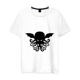 Мужская футболка хлопок с принтом Ктулху в Кировске, 100% хлопок | прямой крой, круглый вырез горловины, длина до линии бедер, слегка спущенное плечо. | дьяволы | ктулху | монстры | море | осьминог | привидения