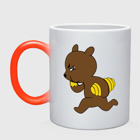 Кружка хамелеон с принтом Медведь украл мёд в Кировске, керамика | меняет цвет при нагревании, емкость 330 мл | еда | животные | мёд | медведь украл мёд | мишка