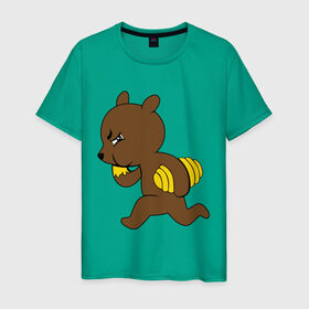 Мужская футболка хлопок с принтом Медведь украл мёд в Кировске, 100% хлопок | прямой крой, круглый вырез горловины, длина до линии бедер, слегка спущенное плечо. | еда | животные | мёд | медведь украл мёд | мишка