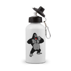 Бутылка спортивная с принтом Злая горилла в Кировске, металл | емкость — 500 мл, в комплекте две пластиковые крышки и карабин для крепления | Тематика изображения на принте: горилла | животные | злая горилла | обезьяна