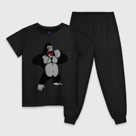 Детская пижама хлопок с принтом Злая горилла в Кировске, 100% хлопок |  брюки и футболка прямого кроя, без карманов, на брюках мягкая резинка на поясе и по низу штанин
 | горилла | животные | злая горилла | обезьяна