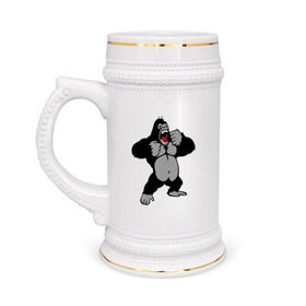 Кружка пивная с принтом Злая горилла в Кировске,  керамика (Материал выдерживает высокую температуру, стоит избегать резкого перепада температур) |  объем 630 мл | Тематика изображения на принте: горилла | животные | злая горилла | обезьяна