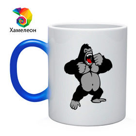 Кружка хамелеон с принтом Злая горилла в Кировске, керамика | меняет цвет при нагревании, емкость 330 мл | Тематика изображения на принте: горилла | животные | злая горилла | обезьяна