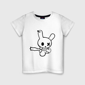 Детская футболка хлопок с принтом Заяц рок музыкант в Кировске, 100% хлопок | круглый вырез горловины, полуприлегающий силуэт, длина до линии бедер | животные | заяц | заяц рок музыкант | музыка рок