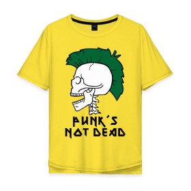 Мужская футболка хлопок Oversize с принтом Punk’s Not Dead (Панки не умирают) в Кировске, 100% хлопок | свободный крой, круглый ворот, “спинка” длиннее передней части | punk’s not dead | rok | ирокез | кости | музыка | панки | панки не умирают | рок | череп