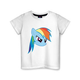 Детская футболка хлопок с принтом Rainbow Dash в Кировске, 100% хлопок | круглый вырез горловины, полуприлегающий силуэт, длина до линии бедер | Тематика изображения на принте: my little pony | rainbow dash | дружба   это чудо | мультфильм | пони | поняши | поняшки | радуга дэш