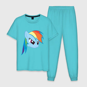 Мужская пижама хлопок с принтом Rainbow Dash в Кировске, 100% хлопок | брюки и футболка прямого кроя, без карманов, на брюках мягкая резинка на поясе и по низу штанин
 | my little pony | rainbow dash | дружба   это чудо | мультфильм | пони | поняши | поняшки | радуга дэш