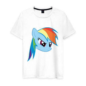 Мужская футболка хлопок с принтом Rainbow Dash в Кировске, 100% хлопок | прямой крой, круглый вырез горловины, длина до линии бедер, слегка спущенное плечо. | my little pony | rainbow dash | дружба   это чудо | мультфильм | пони | поняши | поняшки | радуга дэш