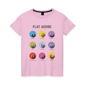Женская футболка хлопок с принтом Flat Adobe в Кировске, 100% хлопок | прямой крой, круглый вырез горловины, длина до линии бедер, слегка спущенное плечо | flat adobe | графика | графический дизайн | дизайнерам | профессии