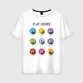 Женская футболка хлопок Oversize с принтом Flat Adobe в Кировске, 100% хлопок | свободный крой, круглый ворот, спущенный рукав, длина до линии бедер
 | flat adobe | графика | графический дизайн | дизайнерам | профессии