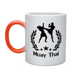 Кружка хамелеон с принтом Muay Thai (Тайский бокс) в Кировске, керамика | меняет цвет при нагревании, емкость 330 мл | muay thai | бокс | спорт | тайский бокс