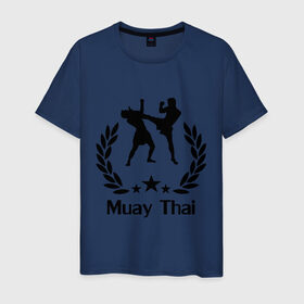 Мужская футболка хлопок с принтом Muay Thai (Тайский бокс) в Кировске, 100% хлопок | прямой крой, круглый вырез горловины, длина до линии бедер, слегка спущенное плечо. | muay thai | бокс | спорт | тайский бокс