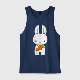 Мужская майка хлопок с принтом Зайчик с морковкой в Кировске, 100% хлопок |  | Тематика изображения на принте: белый кролик | животные | зайчик | зайчик с морковкой | морковь