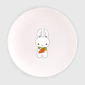 Тарелка с принтом Зайчик с морковкой в Кировске, фарфор | диаметр - 210 мм
диаметр для нанесения принта - 120 мм | Тематика изображения на принте: белый кролик | животные | зайчик | зайчик с морковкой | морковь