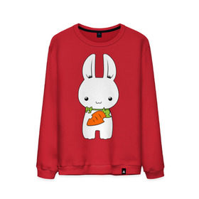Мужской свитшот хлопок с принтом Зайчик с морковкой в Кировске, 100% хлопок |  | белый кролик | животные | зайчик | зайчик с морковкой | морковь