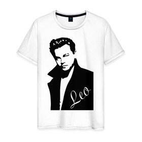 Мужская футболка хлопок с принтом Леонардо Дикаприо в Кировске, 100% хлопок | прямой крой, круглый вырез горловины, длина до линии бедер, слегка спущенное плечо. | лео