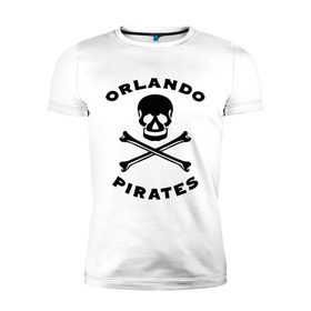 Мужская футболка премиум с принтом Orlando pirates Орландо Пираты в Кировске, 92% хлопок, 8% лайкра | приталенный силуэт, круглый вырез ворота, длина до линии бедра, короткий рукав | orlando pirates | кости | орландо пираты | спорт | футбол | череп