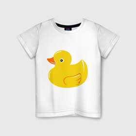 Детская футболка хлопок с принтом Утёнок в Кировске, 100% хлопок | круглый вырез горловины, полуприлегающий силуэт, длина до линии бедер | детям | животные | кря | птица | утёнок