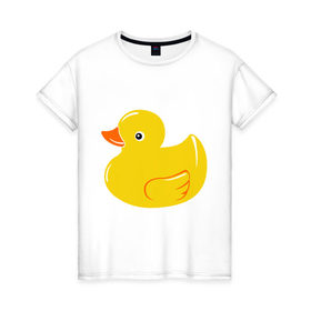 Женская футболка хлопок с принтом Утёнок в Кировске, 100% хлопок | прямой крой, круглый вырез горловины, длина до линии бедер, слегка спущенное плечо | детям | животные | кря | птица | утёнок