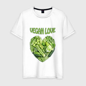 Мужская футболка хлопок с принтом Вегетарианцы - Я никого не ем! в Кировске, 100% хлопок | прямой крой, круглый вырез горловины, длина до линии бедер, слегка спущенное плечо. | vegan | вегетарианцы | капуста | луг | овощи | я никого не ем | яблоко