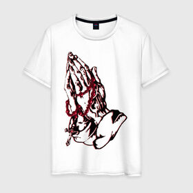 Мужская футболка хлопок с принтом Тату  Молись  - модный дизайн в Кировске, 100% хлопок | прямой крой, круглый вырез горловины, длина до линии бедер, слегка спущенное плечо. | 