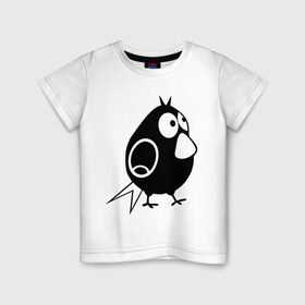 Детская футболка хлопок с принтом Забавная птичка в Кировске, 100% хлопок | круглый вырез горловины, полуприлегающий силуэт, длина до линии бедер | воробей | животные | забавная птичка | прикольные картинки
