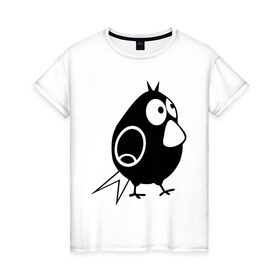 Женская футболка хлопок с принтом Забавная птичка в Кировске, 100% хлопок | прямой крой, круглый вырез горловины, длина до линии бедер, слегка спущенное плечо | воробей | животные | забавная птичка | прикольные картинки