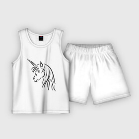 Детская пижама с шортами хлопок с принтом Единорог в Кировске,  |  | Тематика изображения на принте: unicorn | единорог | животные | лошадь | рог