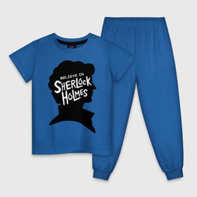 Детская пижама хлопок с принтом Believe in Sherlock в Кировске, 100% хлопок |  брюки и футболка прямого кроя, без карманов, на брюках мягкая резинка на поясе и по низу штанин
 | believe in sherlock | категория: кино | тв | шерлок холмс