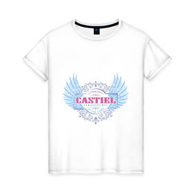 Женская футболка хлопок с принтом Кастиэль - сериал Сверхъестественное в Кировске, 100% хлопок | прямой крой, круглый вырез горловины, длина до линии бедер, слегка спущенное плечо | 