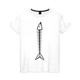 Женская футболка хлопок с принтом Рыбная кость в Кировске, 100% хлопок | прямой крой, круглый вырез горловины, длина до линии бедер, слегка спущенное плечо | кость | рыба | рыбная кость | селедка