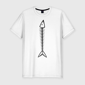 Мужская футболка премиум с принтом Рыбная кость в Кировске, 92% хлопок, 8% лайкра | приталенный силуэт, круглый вырез ворота, длина до линии бедра, короткий рукав | кость | рыба | рыбная кость | селедка