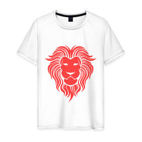 Мужская футболка хлопок с принтом Король джунглей в Кировске, 100% хлопок | прямой крой, круглый вырез горловины, длина до линии бедер, слегка спущенное плечо. | голова льва | животное | король джунглей | лев