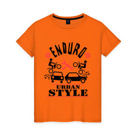 Женская футболка хлопок с принтом enduro urban style в Кировске, 100% хлопок | прямой крой, круглый вырез горловины, длина до линии бедер, слегка спущенное плечо | enduro urban style | автомобильные | город | мотоциклы | стиль