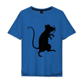 Мужская футболка хлопок Oversize с принтом Силуэт крысы в Кировске, 100% хлопок | свободный крой, круглый ворот, “спинка” длиннее передней части | животные | крыса | мышь | силуэт крысы | хомяк