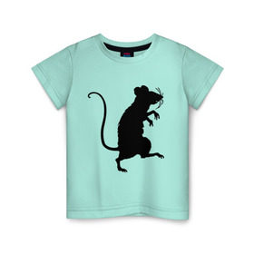 Детская футболка хлопок с принтом Силуэт крысы в Кировске, 100% хлопок | круглый вырез горловины, полуприлегающий силуэт, длина до линии бедер | Тематика изображения на принте: животные | крыса | мышь | силуэт крысы | хомяк