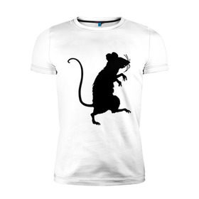 Мужская футболка премиум с принтом Силуэт крысы в Кировске, 92% хлопок, 8% лайкра | приталенный силуэт, круглый вырез ворота, длина до линии бедра, короткий рукав | животные | крыса | мышь | силуэт крысы | хомяк