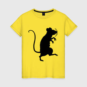 Женская футболка хлопок с принтом Силуэт крысы в Кировске, 100% хлопок | прямой крой, круглый вырез горловины, длина до линии бедер, слегка спущенное плечо | животные | крыса | мышь | силуэт крысы | хомяк