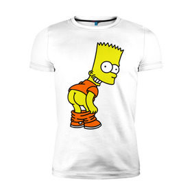 Мужская футболка премиум с принтом Барт Симпсон Simpson в Кировске, 92% хлопок, 8% лайкра | приталенный силуэт, круглый вырез ворота, длина до линии бедра, короткий рукав | барт симпсон simpson | симпсоны